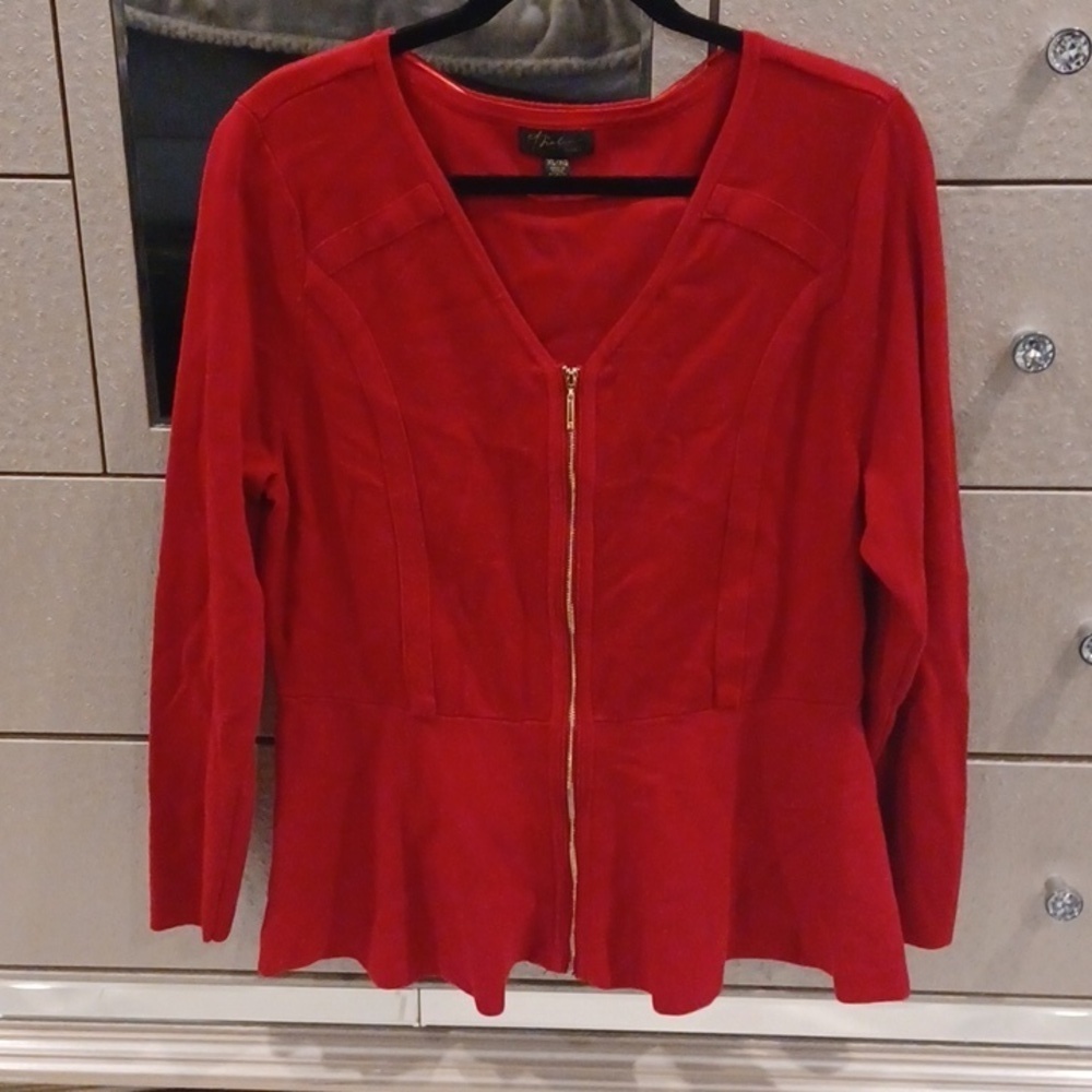Red zip up sweater XL - Picture 1 of 4